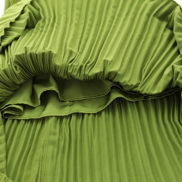 Abercrombie & Fitch Pleat Release Satin Strapless Green Midi Dress Womens XSP - Picture 11 of 13